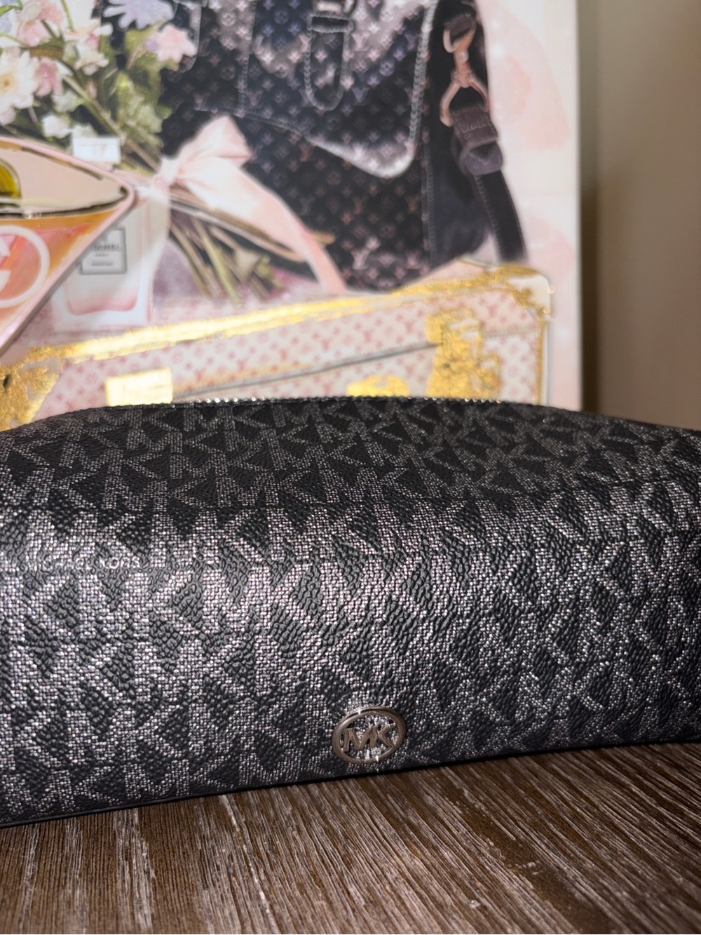 Michael Kors Black Monogram Continental Travel Toiletry bag